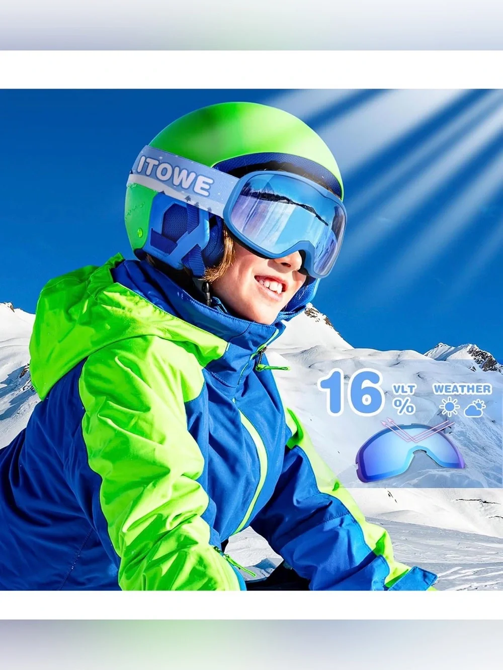 Blue Kids Ski Goggles - Youth Snowboarding Sunglasses